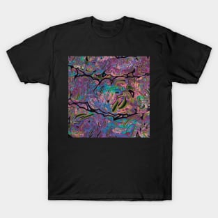 Girly Graffiti - Paint Pour Art - Unique and Vibrant Modern Home Decor for enhancing the living room, bedroom, dorm room, office or interior. Digitally manipulated acrylic painting. T-Shirt